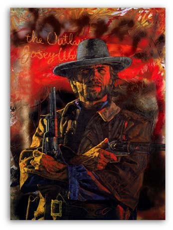 Clint Eastwood as the Outlaw, painting by Stephen Holland